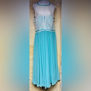 Elegant Turquoise full length dress
